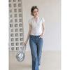 White ruffle V-neck button-down short-sleeved shirt women's summer design sense slim-fitting beautiful small top