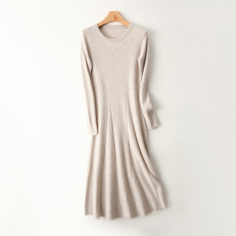 Women Sweater Dress 100% Wool MODERN NEW SAGA O-neck Knit Long Pullover Winter Jumpers Wool Long Dress Female