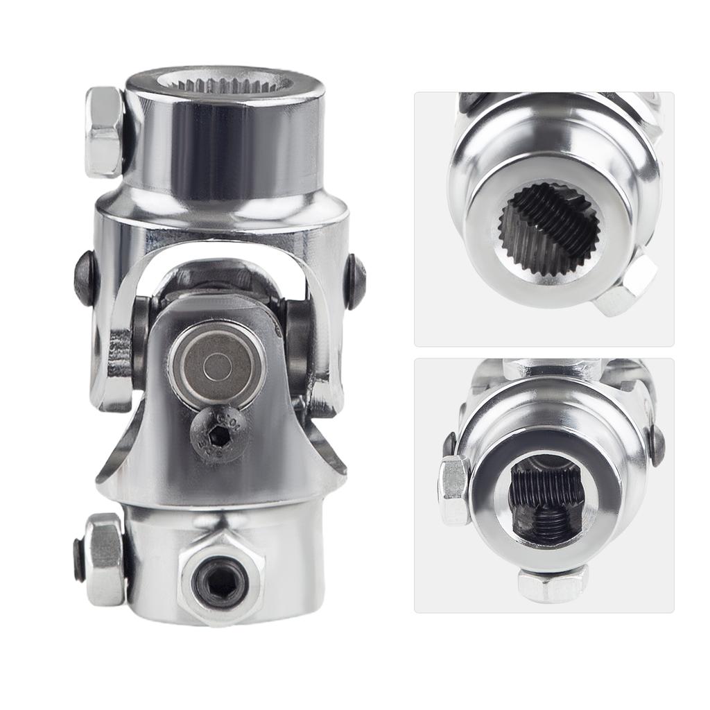 1pc Universal U Joint Single Steering Shaft Working Angle 35°Degree Double Ujoints Shaft 3/4"-30 Spline To 3/4" DD 83mm (3-1/4")