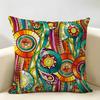 Colorful Vivid Circle Pattern Cushion Cover Durable Hypoallergenic Organic Linen Short Pillow Cover Washable