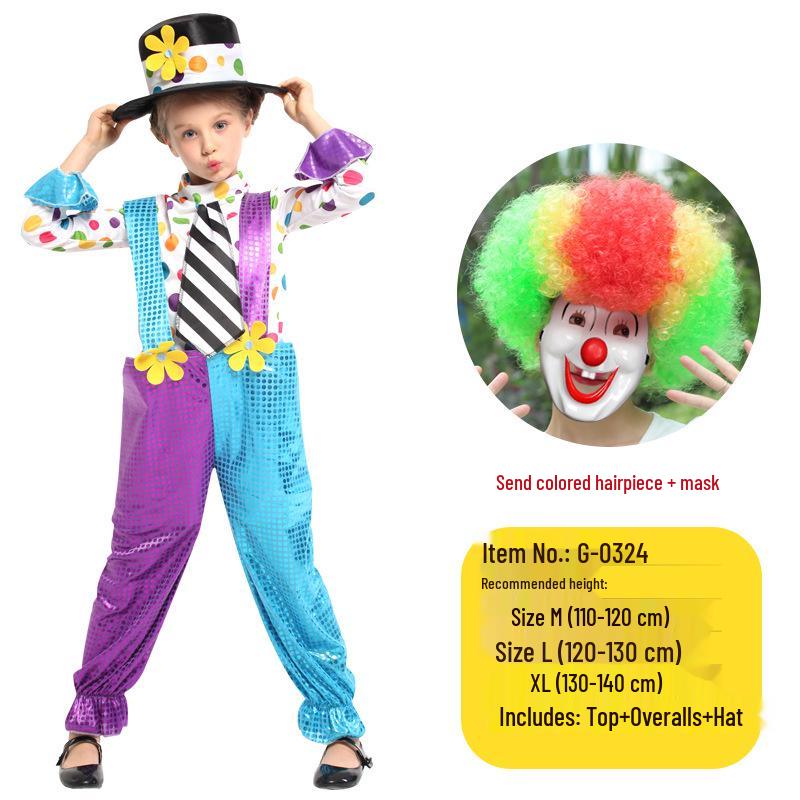 Kids' Clown & Magician Costume Set for Boys & Girls - Perfect for Masquerades, National Day, Christmas & New Year Performances.
