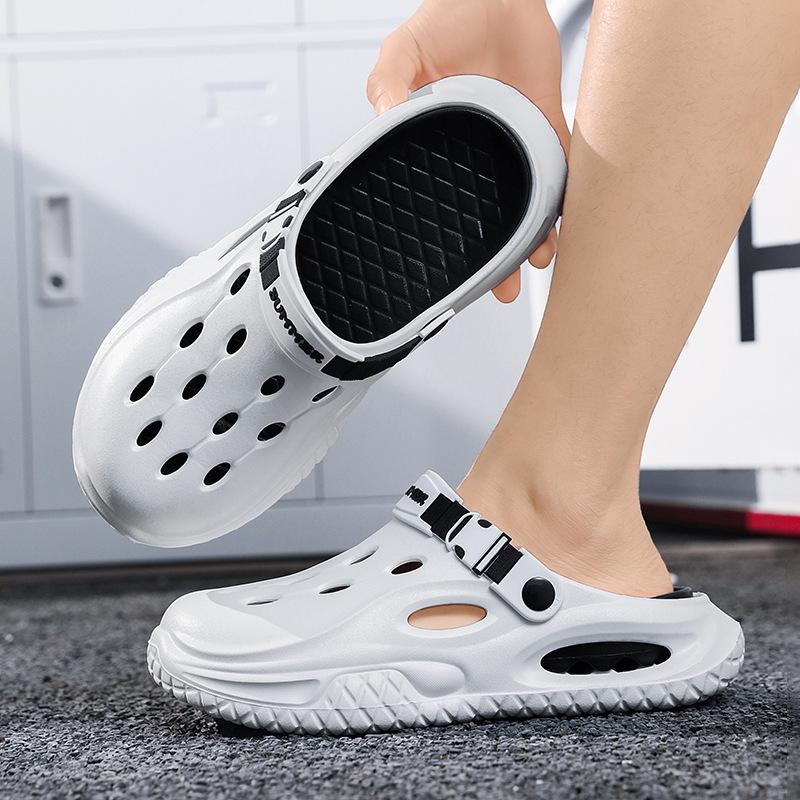 Summer new breathable non-slip sandals men's travel slippers seaside beach shoes comfortable bag head hole shoes