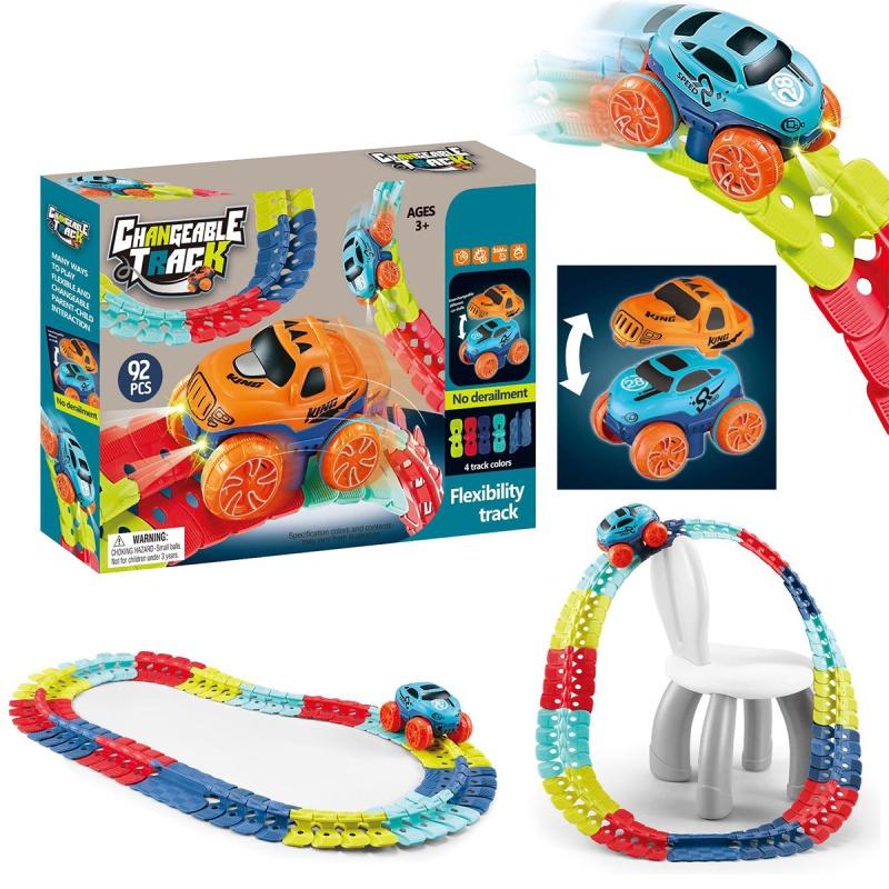 Magisches Schwerelosigkeits-Autobahn-Spielset mit LED-Rennwagen und im Dunkeln leuchtenden Regenbogen-Schienen Perfektes Geschenk für Kinder!