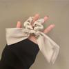 Korean Woman Large Elegant Silk Elastics Hair Band Black Satin Bow Scrunchies Hair Ties Ladies Ponytail Hold Hair Accessories