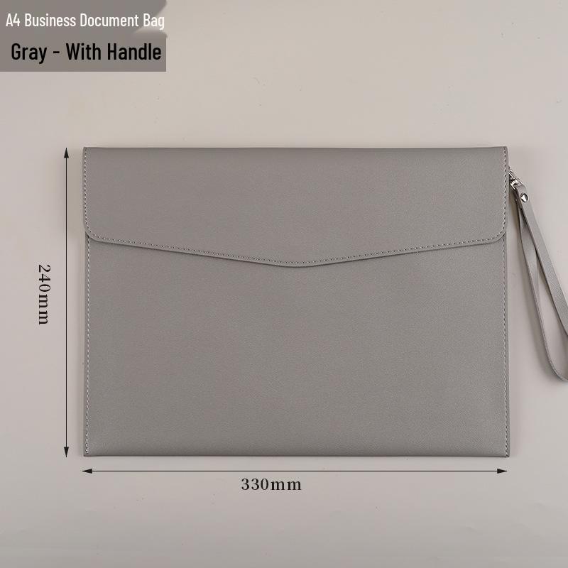 A4 Waterproof PU Leather Briefcase with Snap Closure for Office Documents, Custom Logo Available