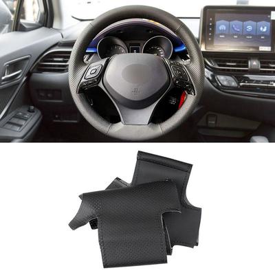 Autozubehör Innenlenkradabdeckung Perforierte Lederverkleidung Für Toyota Izoa 2018 C-HR CHR 2016 2017 2018 Schwarz