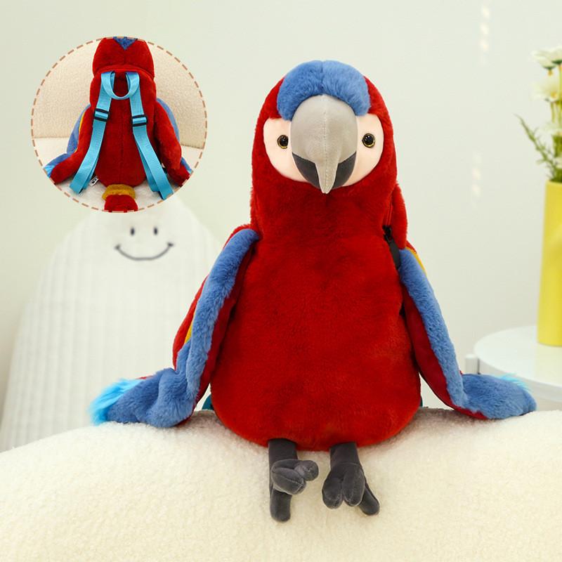 Backpack Parrot Red Plush Toy Cute Girl Birthday Holiday Gift Throw Pillow Doll