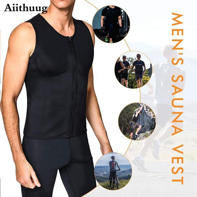 MrifDila Sweat Sauna Vest for Men Workout Waist Trainer for Loss Weight Zipper Neoprene Sauna Suit Men Workout Suit Plus Size
