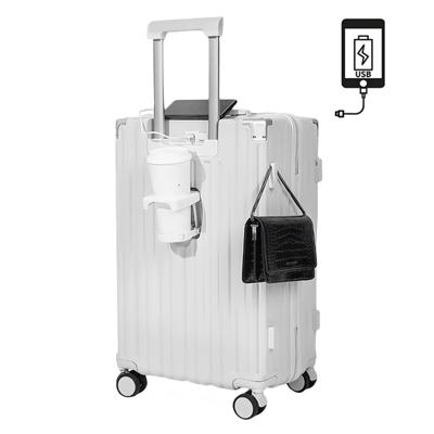 Carry Case with USB Carry Bag with Cup Hidden Hook Charging Double 360 Degree Business Trip [SUPBOX] Suitcase, Carry-on Port, Holder, Function,