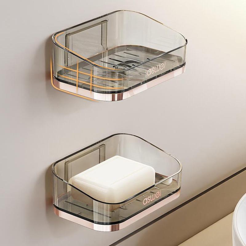 Adhesive Soap Dish For Shower Wall,Suitable For Countertop Plastic Bar Of Soap Holder And Wall-Mounted Hanging Soap Caddy Tray