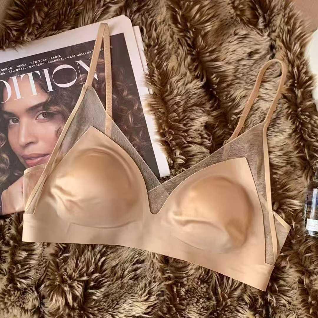 

Бесшовный бюстгальтер из французского сатина - Женская чашка «кроличьи ушки» для похудения, предотвращения провисания и поддержки для создания вида меньшей груди M (34/75ABC)