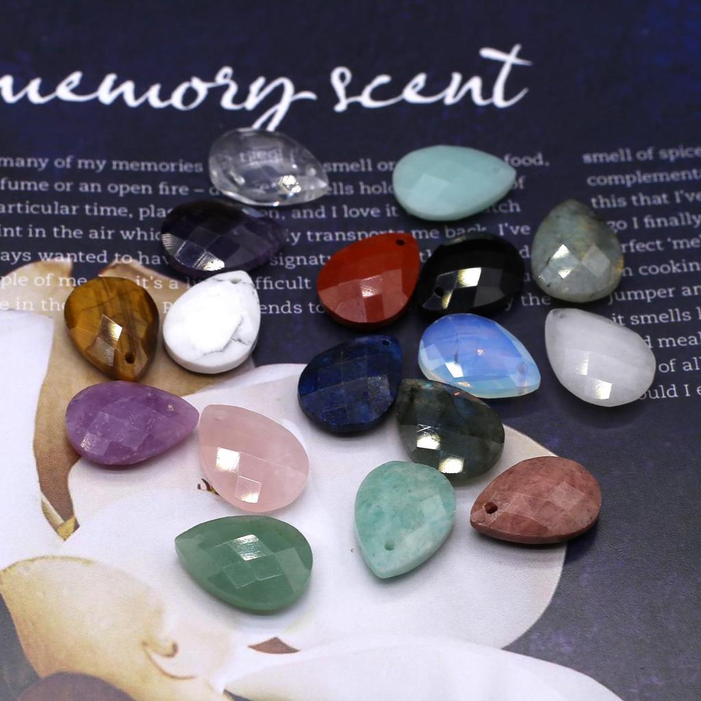 2Pcs Faceted Pendant Natural Stone Opal/Labradorite Drop-Shaped Pendant For Jewelry Making DIY Earrings Necklace Accessory