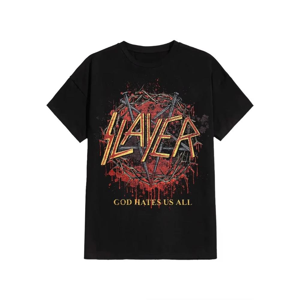 

Slayer God Hates Us All T-Shirt Peripheral Pattern Printing Summer Luxury Brand Cotton Men s and Women s T-Shirts XXXXXL чорний