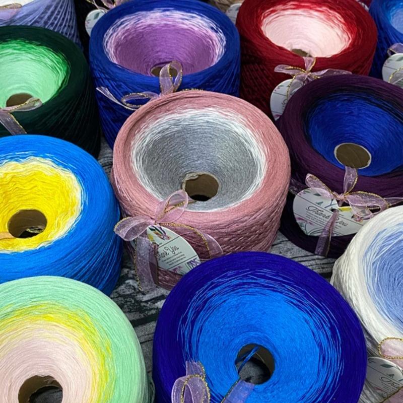 300g Pure Cotton Cake Thread Gradient Long Section Dyed No. 8 Lace Thread for DIY Hand-knitted Shawl Short-sleeved Skirt Blanket