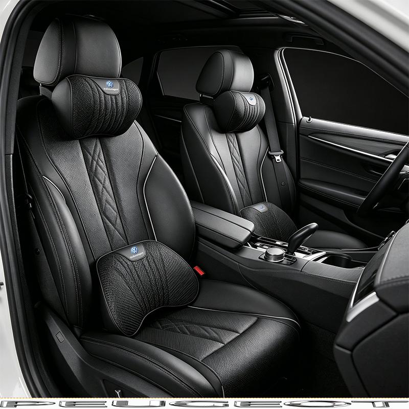 Car Ice Silk Headrest Auto Logo Seat Neck Pillow Head Support For VW GTI Polo Golf Passat Tiguan Arteon Touareg Taigo CC Hub Cap