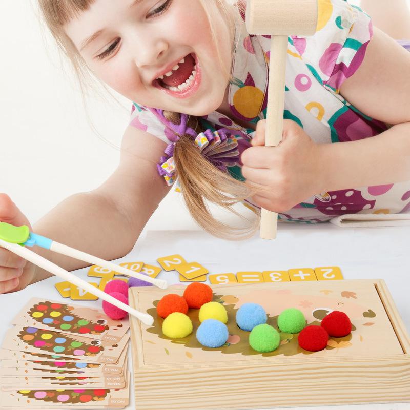 Montessori Children's Early Education Toys Rainbow Strike Table Ground Mouse Clip Beads Early Mathematics Learning