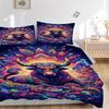 3pcs Colorful Bull Artwork Bedding Set - 1 Duvet Cover + 2 Pillowcases(Core Not Included), Machine Washable Polyester, All-Season Comfort, B