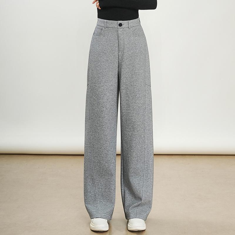 

Gray Women s High-Waisted Wide-Leg Trousers - 2026 Spring Summer Fashion, Floor-Length Straight Leg Pants M светло-серый