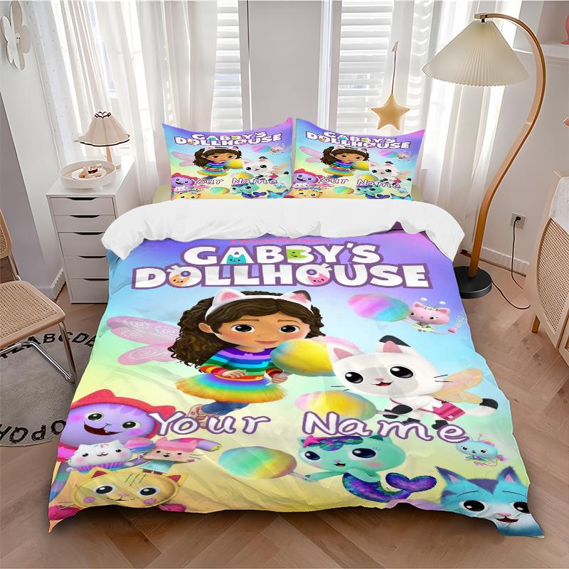 Custom Textile Dollhouse Fun Bedding 3 Piece Set HD Print Duvet Cover Pillowcases for Teens Adult Bedroom Decoration