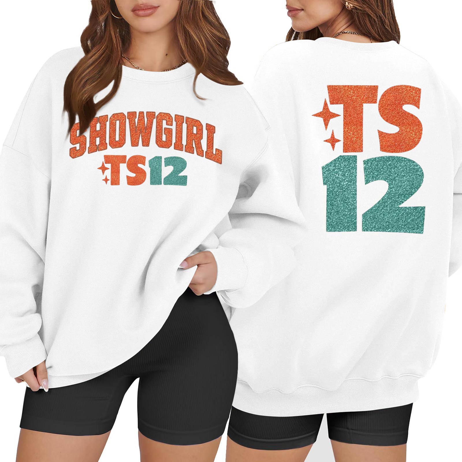 

Women s Casual Fashion Long Sleeve Printed Round Neck Sweatshirt Top XL білий