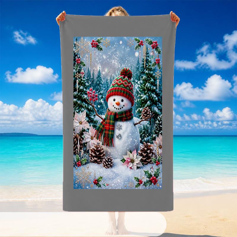 Christmas Printed Beach Towel Soft Quick Dry For Indoor Outdoor Home Use Holiday Gift