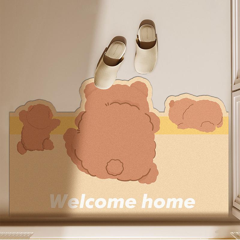 Cartoon Diatom Mud Mat Bathroom Moisture-wicking Quick Drying Slip-resistant Mat Toilet Door Carpet Toilet Washless Foot Mat