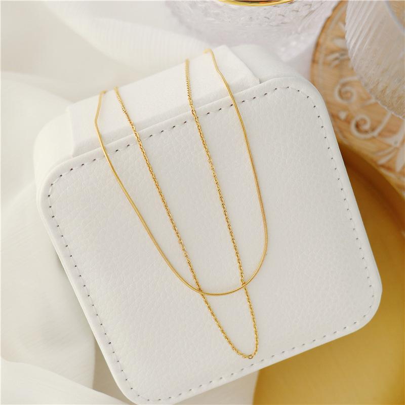 European & American Fashion Double Layer Snake Bone Clavicle Chain Necklace for Women - Trendy INS Thin Layered Jewelry