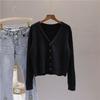 V-Neck Cardigan Women Short Knit Korean Style Blend Fabric Lightweight Shawl Collar Casual Outerwear Long Sleeve Comfortable Cover-Up