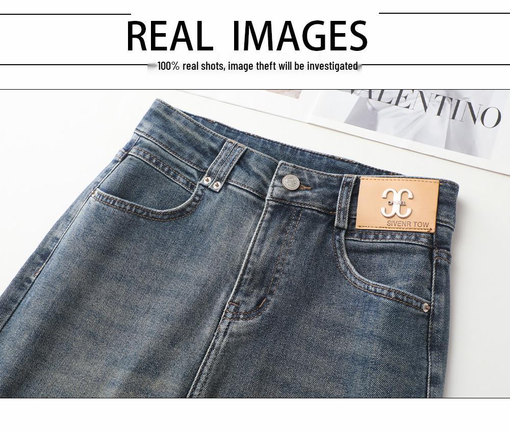 Women's High-Waisted Loose Drapey Slimming Straight-Leg Jeans for Autumn