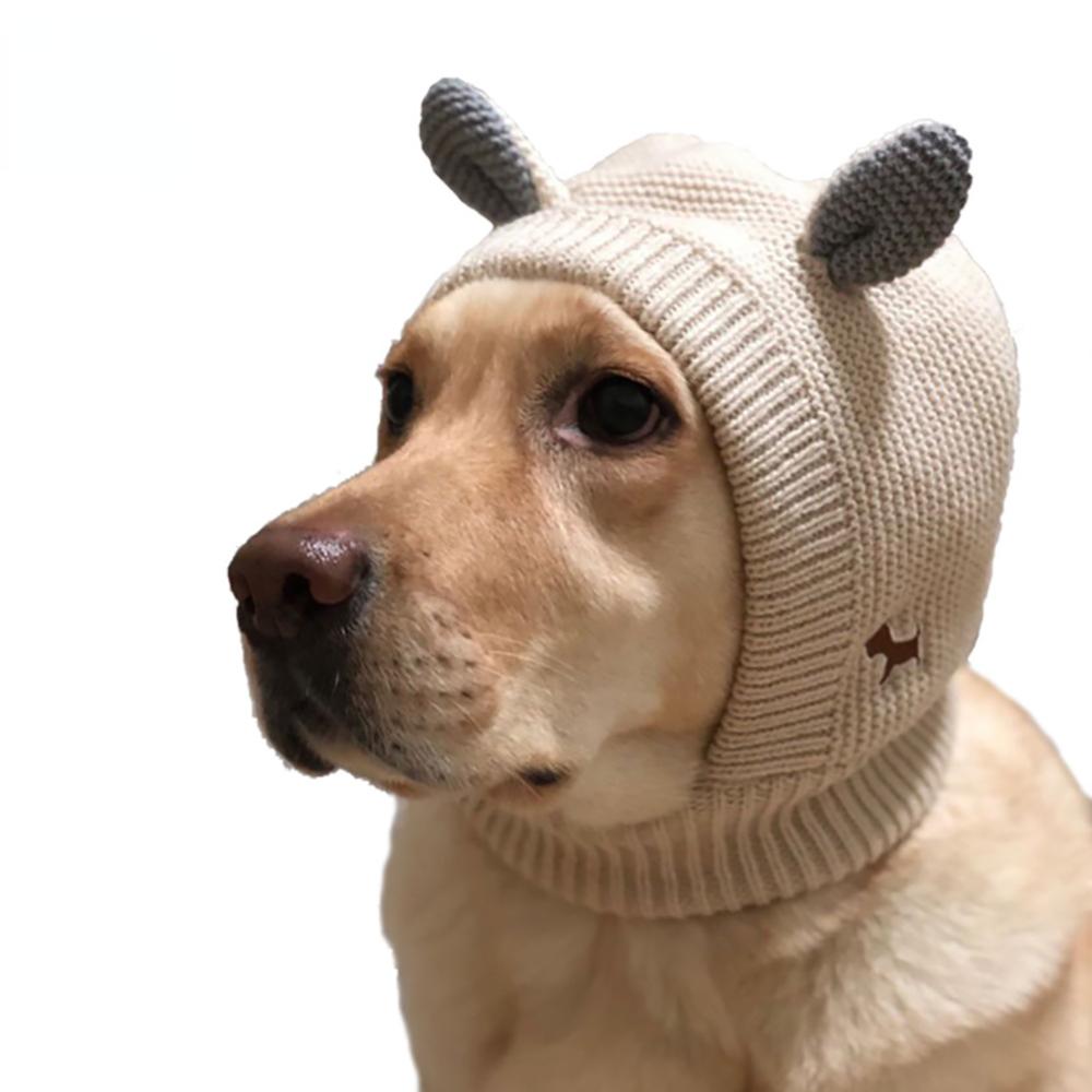 Großer Hund Golden Retriever Warme, winddichte Strickmütze, modische Mütze, Wintermütze mit Kaninchenohr-Design, für süßes Haustier, Weihnachten