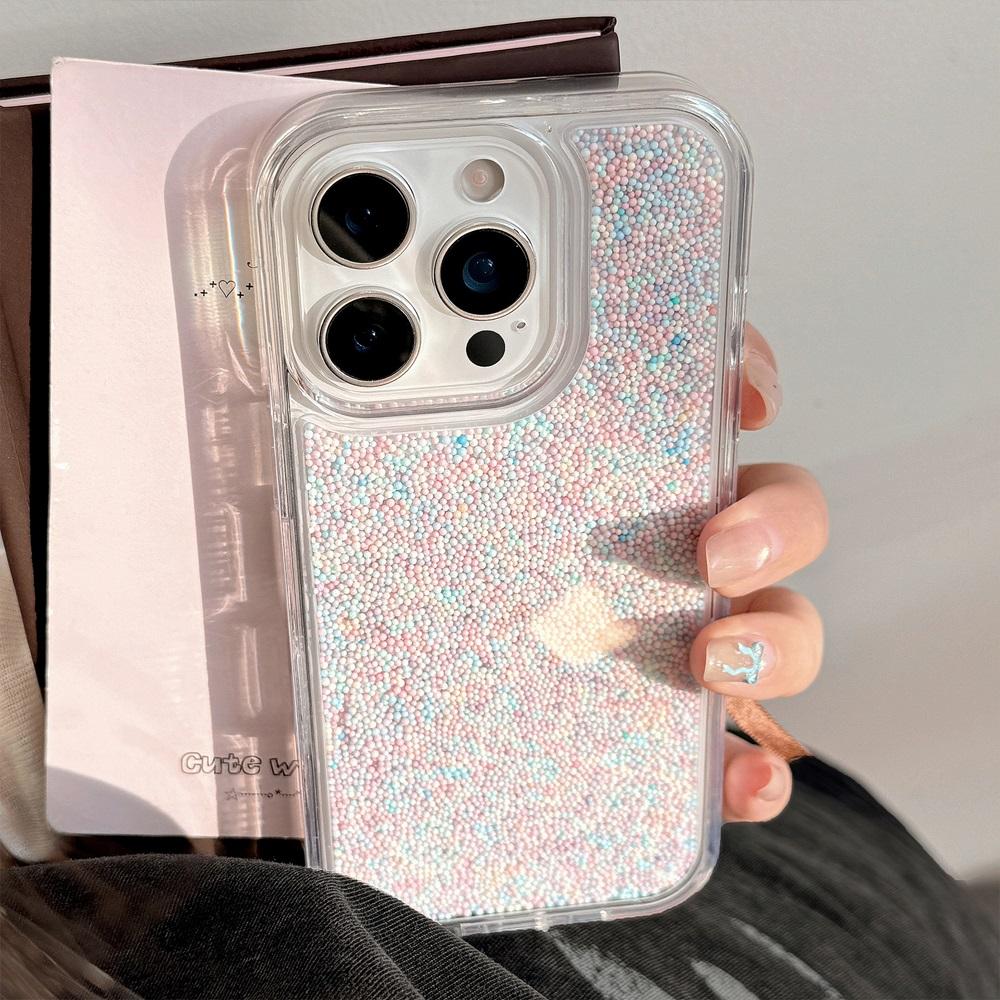 Luxury Colorful Particles Phone Case For iPhone 16 15 14  Pro Max Plus Clear Hard Acrylic Shockproof Bumper Cases  Cover