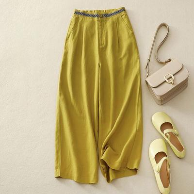 Cotton Pants Summer Women Plus Size Loose Pajama Pants Versatile Casual High-waisted Wide-leg Linen Pants