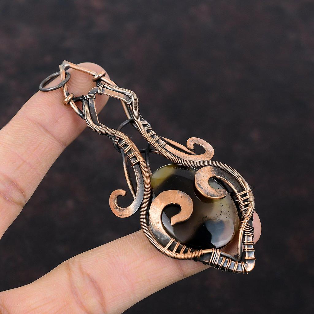 Montana Agate Pendant Copper Wire Wrapped Pendant Handmade Jewelry Stylish Pendant Gemstone Pendant Copper Wire Wrap Jewelry Gift For Women