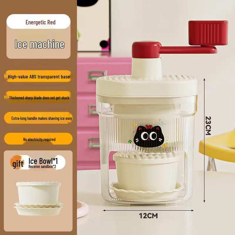 Compact Manual Hand-Crank Ice Shaver - Mini Snow Milk Ice Cube Crusher Hand-Crank Ice Shaver