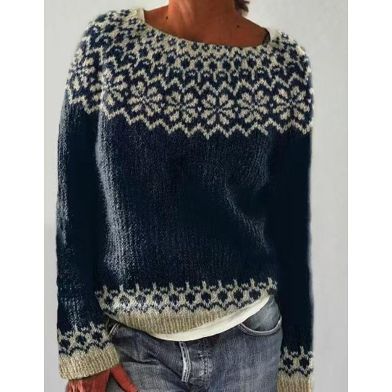DAFIFY Dame Mote Casual Høst Vinter Rombemønster Langermet O-hals Gensere