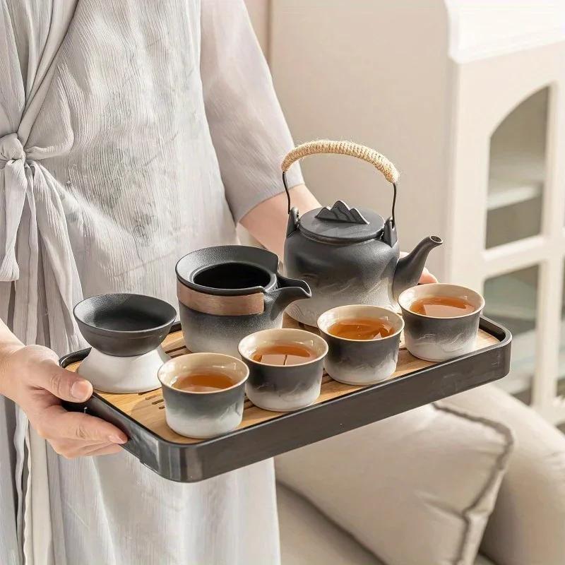 1Set Ceramic Black Kung Fu Tea Set Portable Travel Tea Box Set Office And Household Mate Tea Brewing Set Gift For Lover