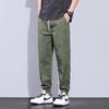 Spring Summer Style Elastic Waist Casual Pants for Men Stretch Straight Drawstring Harem Jogging Long Pants Male