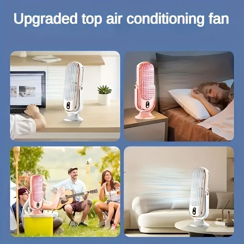 Desktop Electric Fan Rechargeable Portable Home Air Conditioning Fan 5-Speed 720° Swivel Outdoor Camping Air Cooler Table Fans