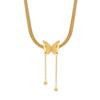 Small and Luxury Fashion Snake Bone Necklace Gold Titanium Steel Tassel Necklace Women's Stainless Steel Plated Frosted Butterfly Pendant