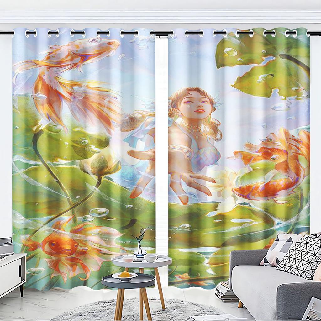 Landscape Cartoon Cute Fruit Print Home Style Decoration Polyester Window Children Bedroom Living Room Curtain Darkening Ideal For Sitting