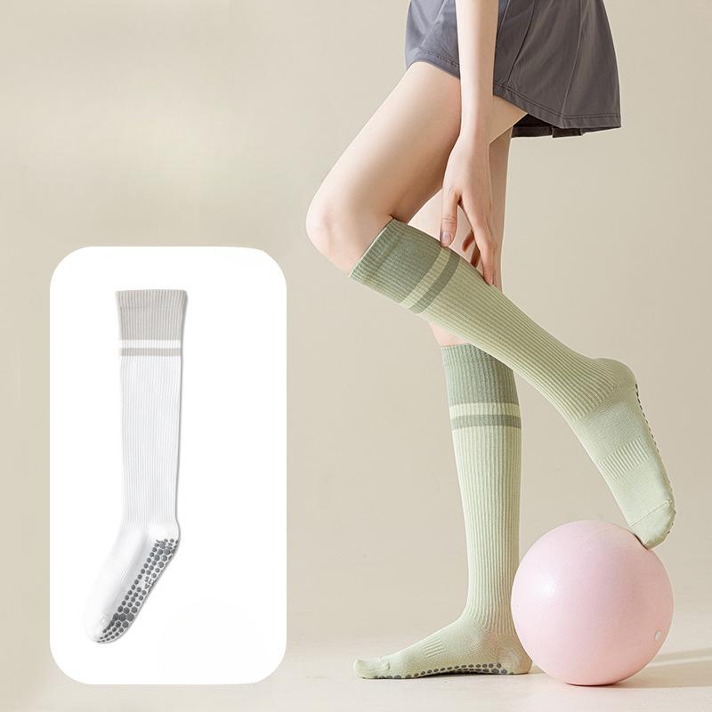 Women's Spring and Autumn Yoga Fitness Pilates Exercise Color Blocked Anti Slip Calf Socks