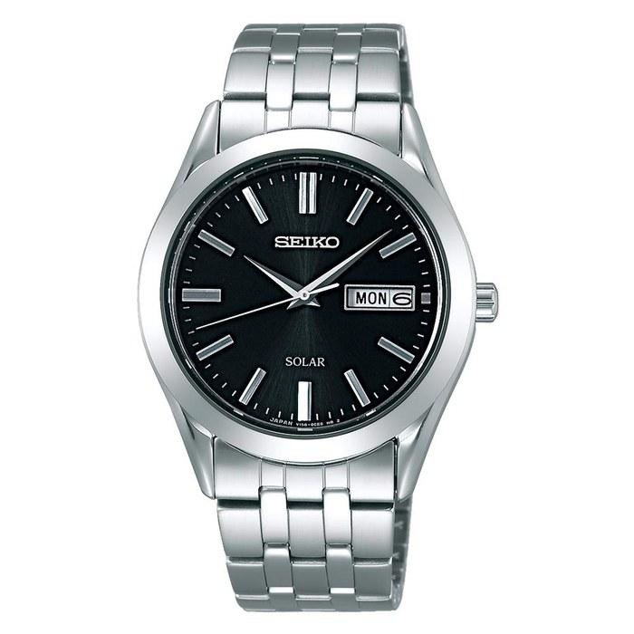Seiko Watch Men s Solar Day-Date 38mm Black Dial SBPX083