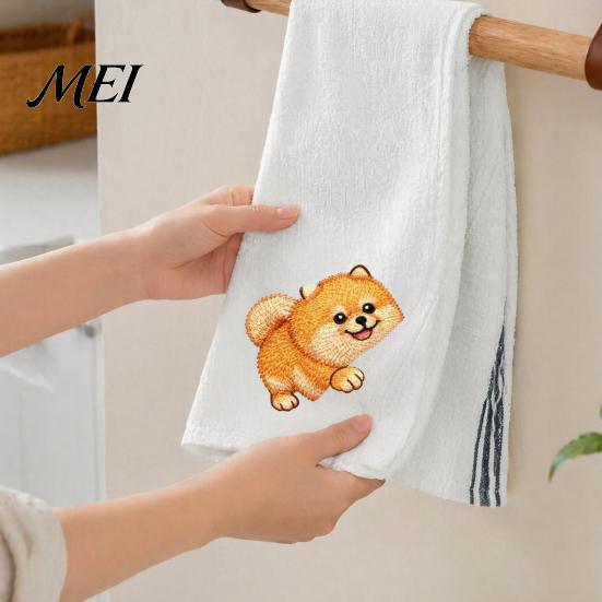 Dog Embroidered Towels Cute Puppy Tea Towel, Corgi Dachshund Kitchen Dish Absorbent Accessories for Owners Quick Dry Hand Towel Lovers Bathroom
