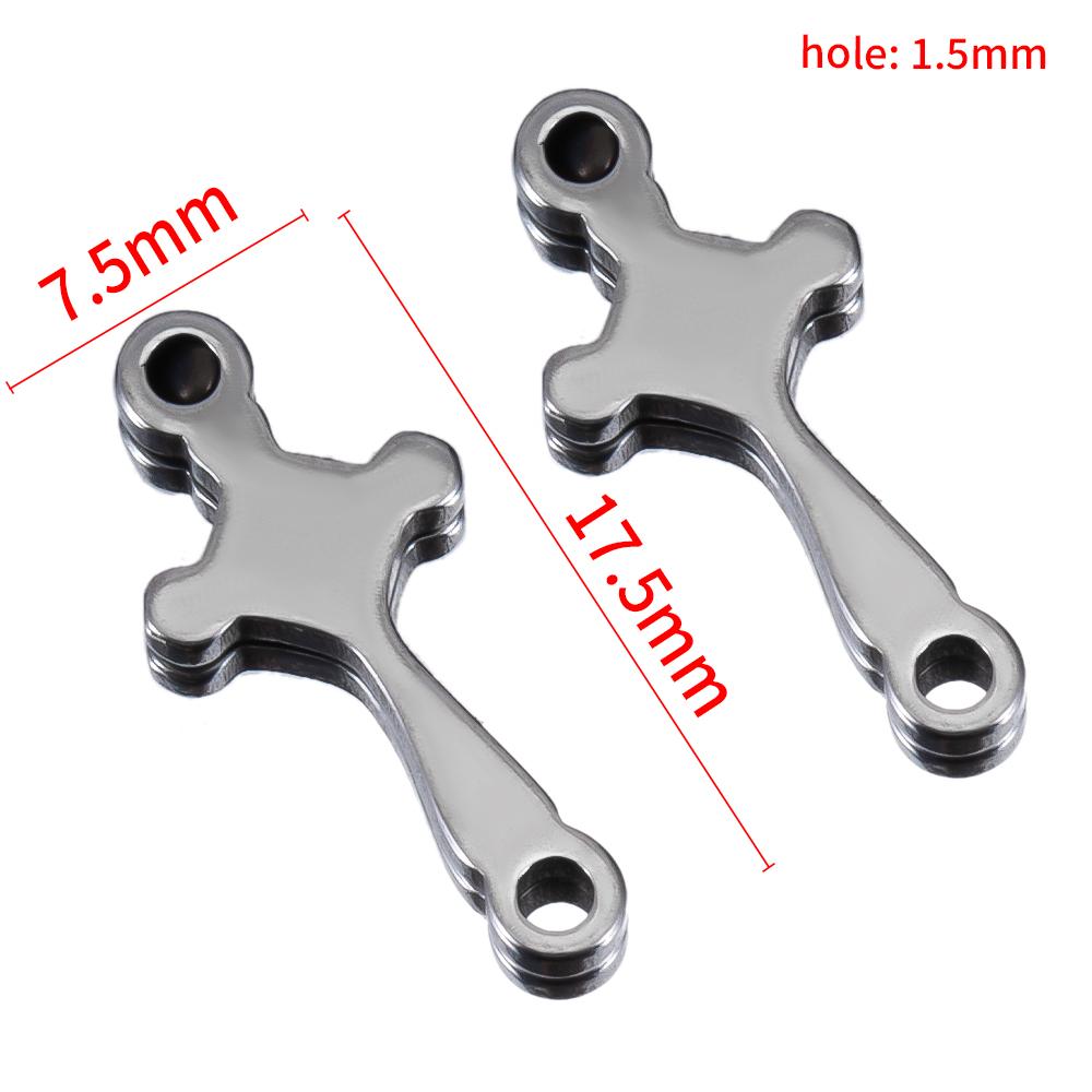 20pcs Stainless Steel Mini Hollow Cross Pendant with Double Hole Bracelet Connector Earring Necklace Charm DIY Jewelry Making