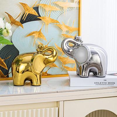 Handmade Ceramic Electroplated Elephant Statue Gold/Silver Home Decor Animal Figurine Wedding Gift  Ornament Office Desk Art