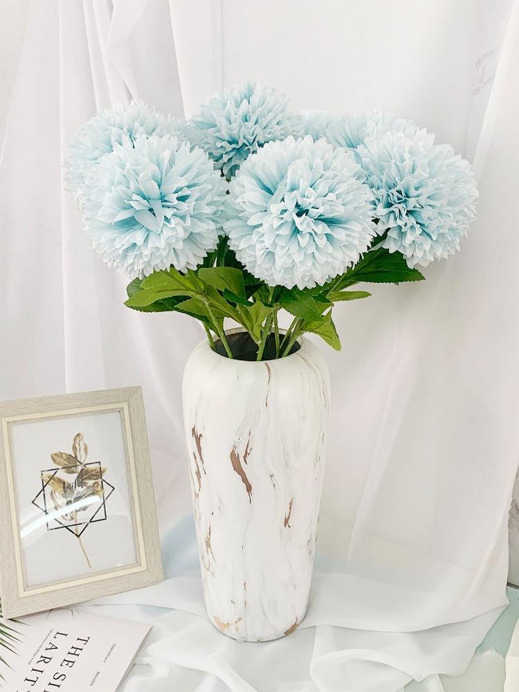 10 Pcs Artificial Chrysanthemum Ball Silk Flowers Flowers for Bride 52cm Single Stem Chrysanthemum for Wedding Bouquets Party Home Garden Decor