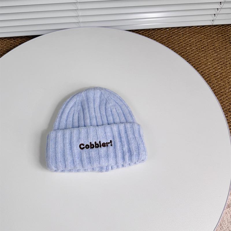 Autumn and Winter New Style English Embroidered Knitted Hat for Boys and Girls Stylish and Versatile Woolen Hat  Simple Ear Protection Hat