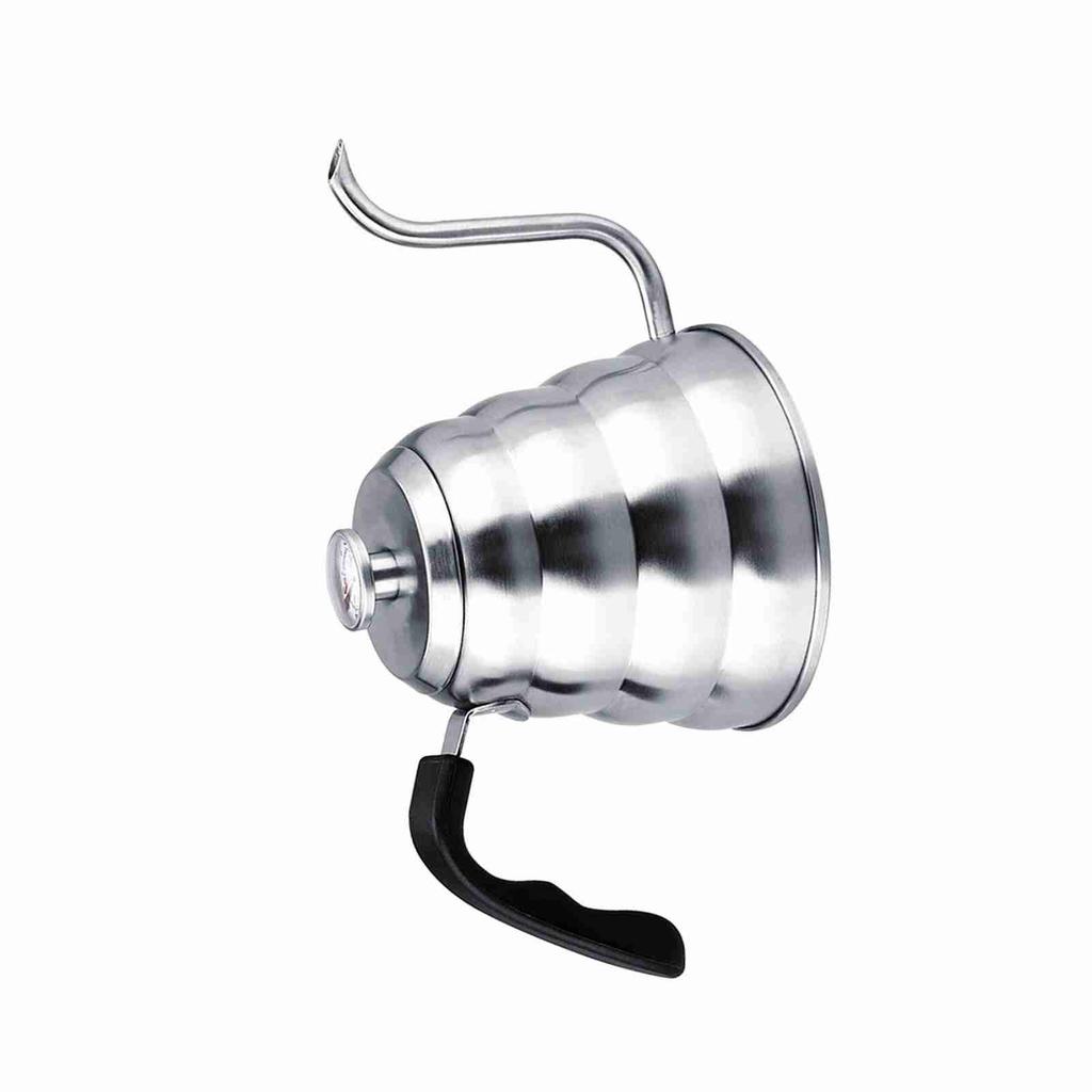304 Stainless Steel Pour Over Coffee Gooseneck Kettle Teapot with Thermometer Home 1.2L