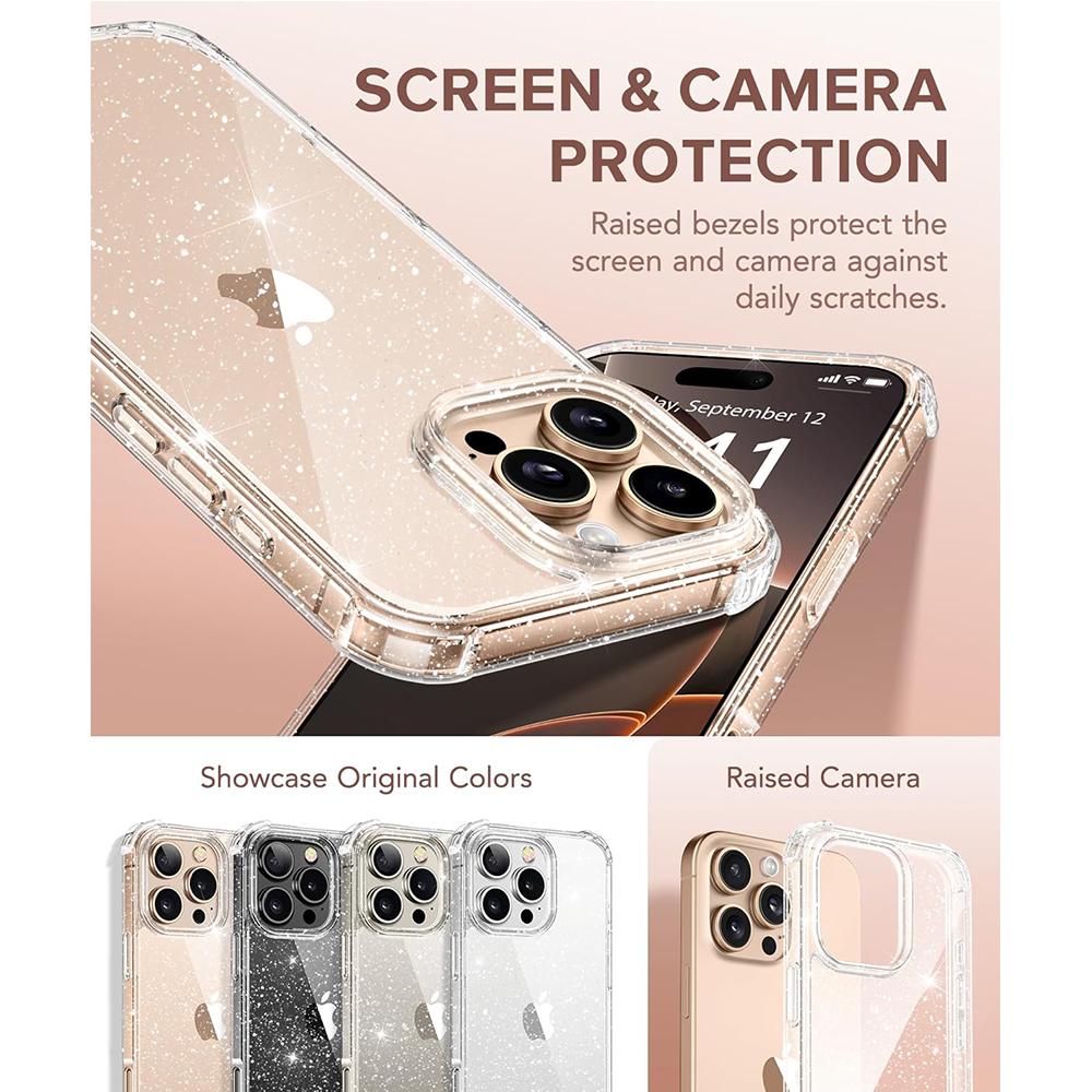 Etui z brokatem odporne na wstrząsy do iPhone'a 16 Pro Max 15 Plus 14 13 Mini 12 11 Ekran Aparatu Osłona obiektywu Błyszcząca Przezroczysta Ochrona Uroczy Telefon Obudowa Akcesorium