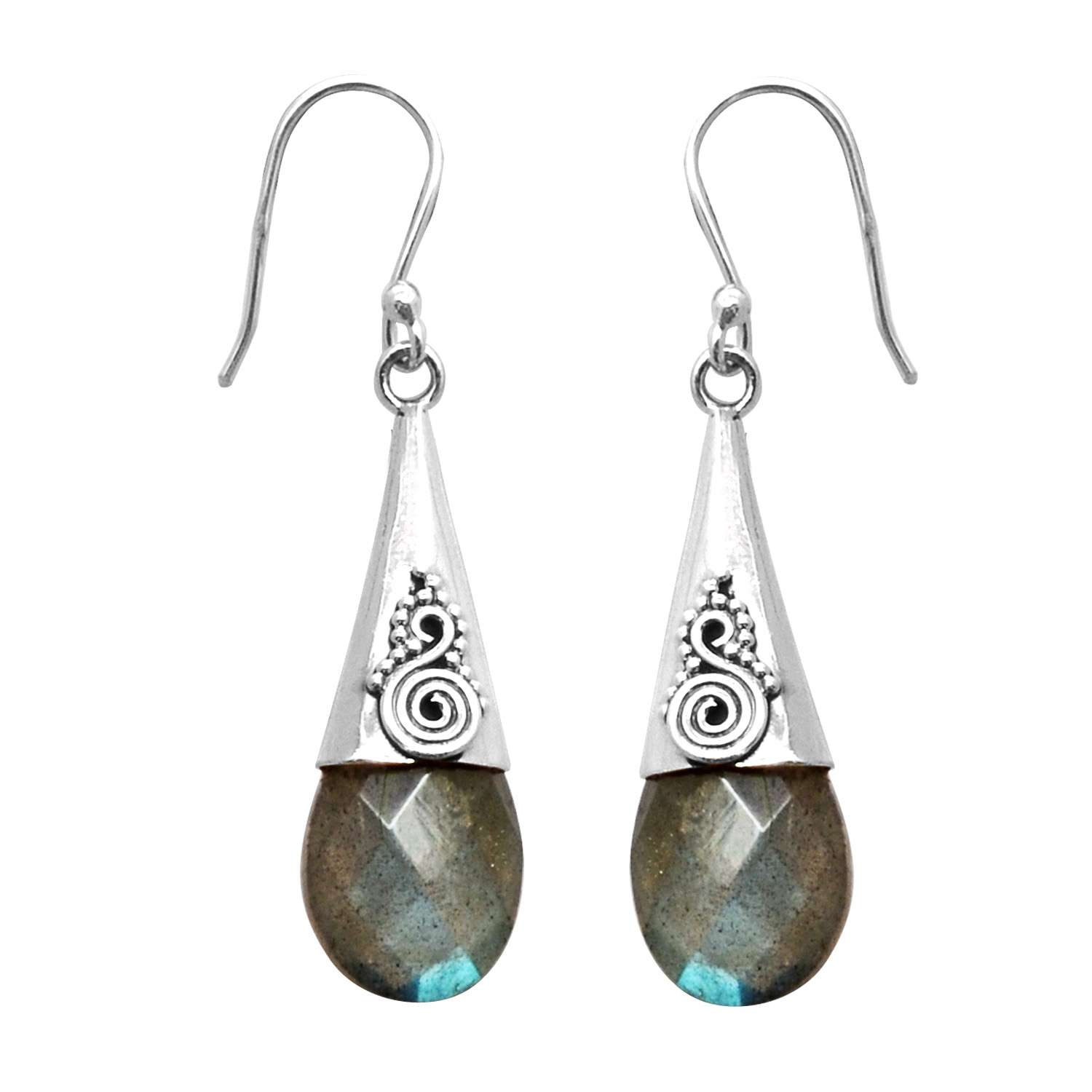 

Labradorite Gemstone Earrings Solid 925 Sterling Silver Handmade Earrings Jewelry Gift For Women And Girls E-3121